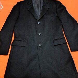 Kennet Cole Wool/Cashmere Black Long Coat -Men (42R)